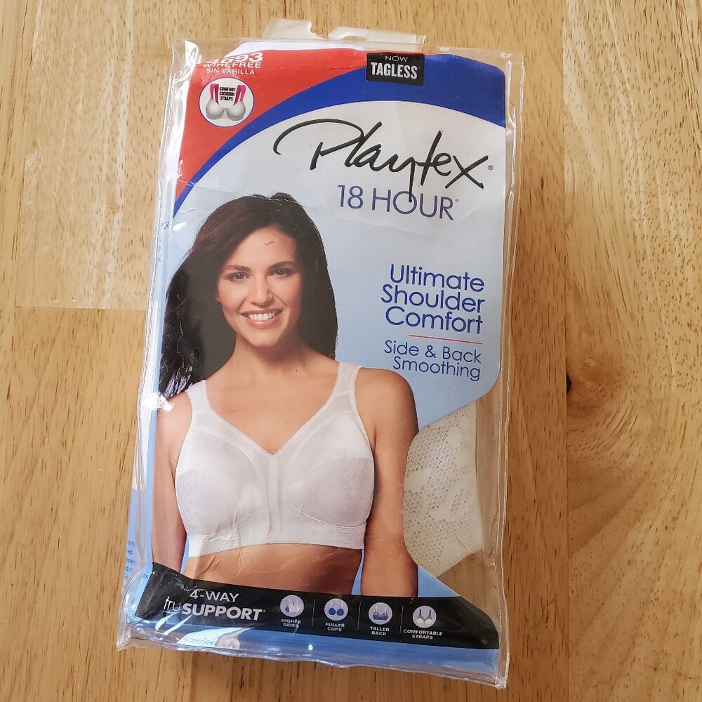 Playtex 18 Hour Ultimate Shoulder Comfort 38D White Wireless Bra 4693